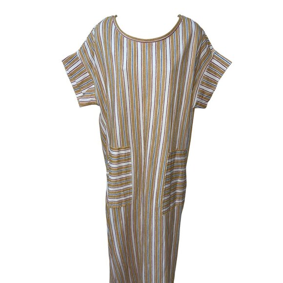 New FREE PEOPLEMarguerite Tee Maxi Dress In Sand Combo Size Large - Picture 7 of 10